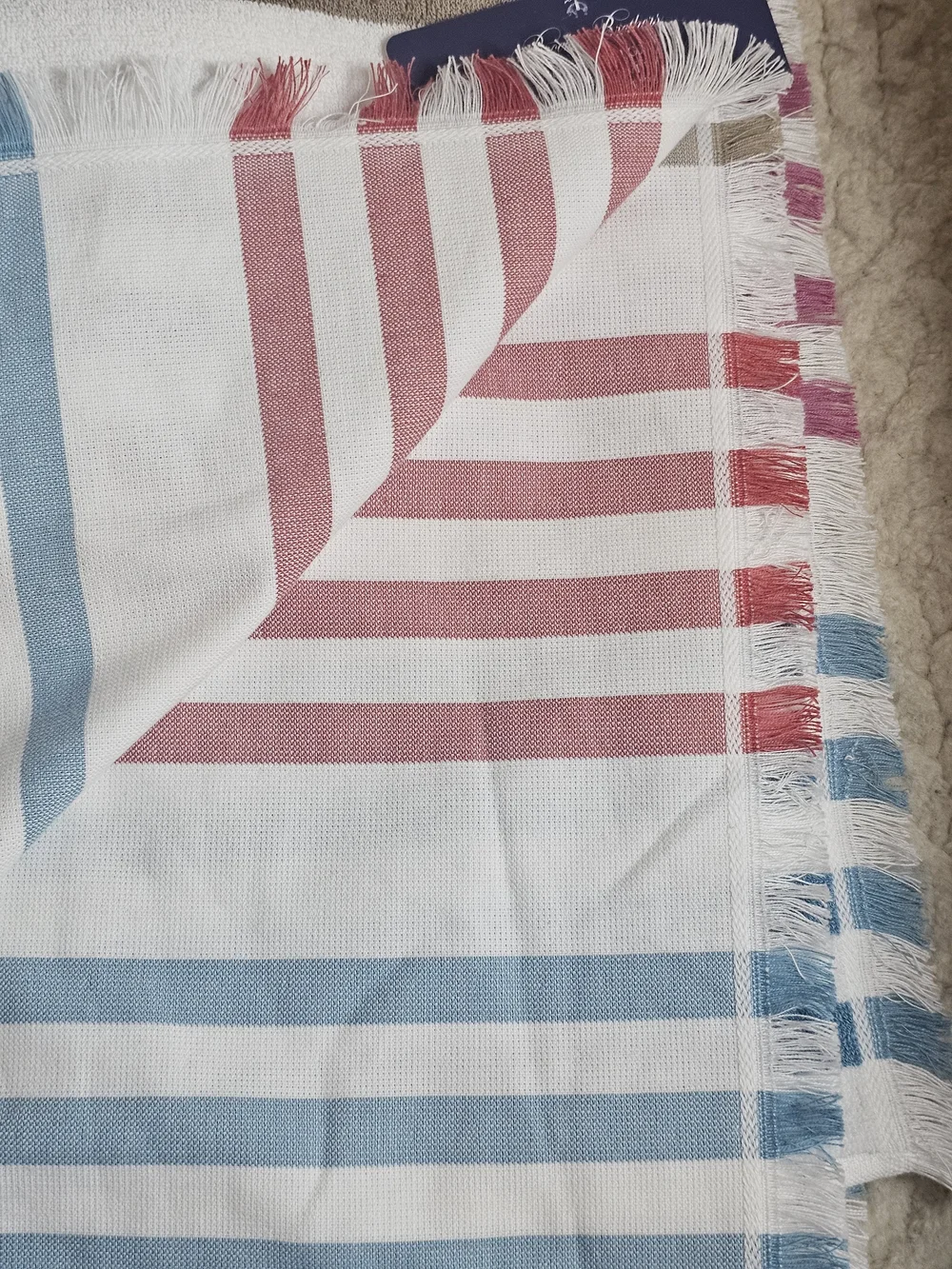 Brooks Brothers Striped Cotton Towel  in White, Red, Blue & Brown